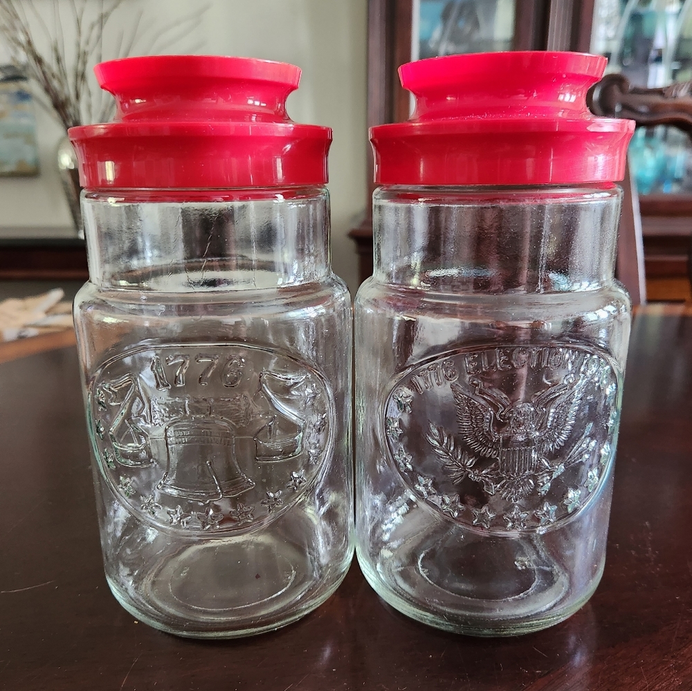 2 Vintage Maxell Anchor Hocking Canisters